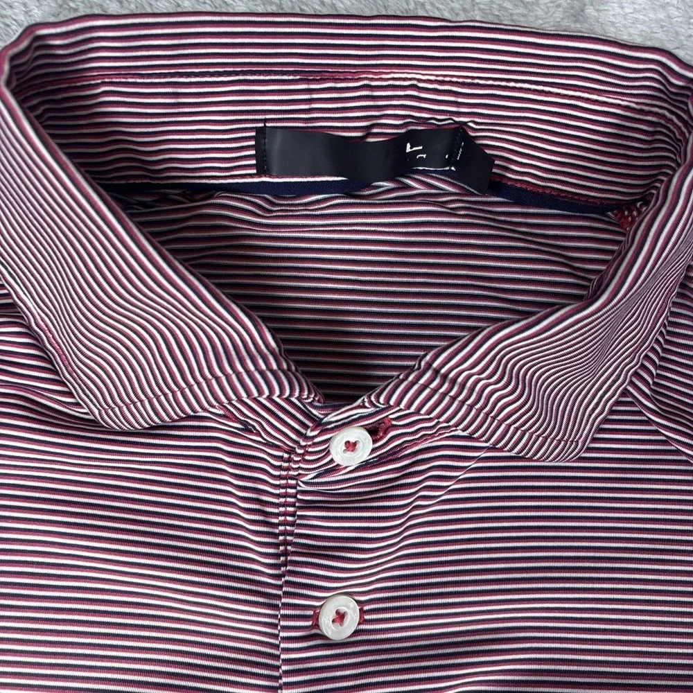 RLX Ralph Lauren Polo Shirt Mens XL Red‎ White Blue Striped Golf Performance